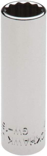 Blackhawk by Proto - 1/4" Drive, Deep Hand Socket - 12 Points, 1-15/16" OAL, Chrome Finish - Industrial Tool & Supply