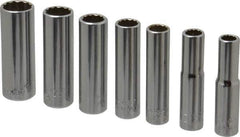 Blackhawk by Proto - 7 Piece 1/4" Drive Deep Well Socket Set - 12 Points, 1/4" to 1/2" Range, Inch Measurement Standard - Industrial Tool & Supply