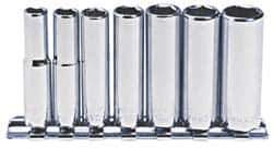 Blackhawk by Proto - 7 Piece 1/4" Drive Deep Well Socket Set - 6 Points, 1/4" to 1/2" Range, Inch Measurement Standard - Industrial Tool & Supply