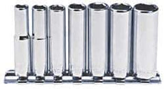 Blackhawk by Proto - 7 Piece 1/4" Drive Deep Well Socket Set - 6 Points, 1/4" to 1/2" Range, Inch Measurement Standard - Industrial Tool & Supply