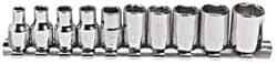 Blackhawk by Proto - 10 Piece 1/4" Drive Socket Set - 6 Points, 5/32" to 1/2" Range, Inch Measurement Standard - Industrial Tool & Supply