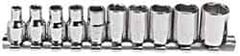Blackhawk by Proto - 10 Piece 1/4" Drive Socket Set - 6 Points, 5/32" to 1/2" Range, Inch Measurement Standard - Industrial Tool & Supply