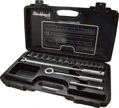 Blackhawk by Proto - 17 Piece 1/2" Drive Socket Set - 12 Points, 10mm to 28mm Range, Metric Measurement Standard - Industrial Tool & Supply
