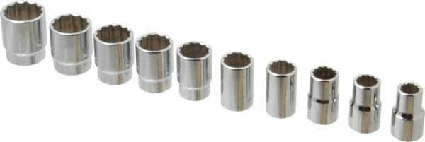 Blackhawk by Proto - 10 Piece 1/2" Drive Socket Set - 12 Points, 7/16" to 1" Range, Inch Measurement Standard - Industrial Tool & Supply