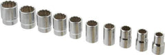 Blackhawk by Proto - 10 Piece 1/2" Drive Socket Set - 12 Points, 7/16" to 1" Range, Inch Measurement Standard - Industrial Tool & Supply