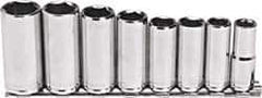 Blackhawk by Proto - 8 Piece 3/8" Drive Deep Well Socket Set - 6 Points, 10mm to 19mm Range, Metric Measurement Standard - Industrial Tool & Supply