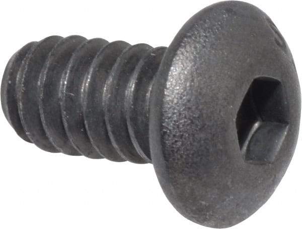 Value Collection - #10-24 UNC Hex Socket Drive, Button Screw - Alloy Steel, Black Oxide Finish, Fully Threaded, 3/8" Length Under Head - Industrial Tool & Supply