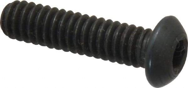 Value Collection - 1/4-20 UNC Hex Socket Drive, Button Screw - Alloy Steel, Black Oxide Finish, Fully Threaded, 1" Length Under Head - Industrial Tool & Supply