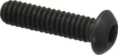 Value Collection - 1/4-20 UNC Hex Socket Drive, Button Screw - Alloy Steel, Black Oxide Finish, Fully Threaded, 1" Length Under Head - Industrial Tool & Supply