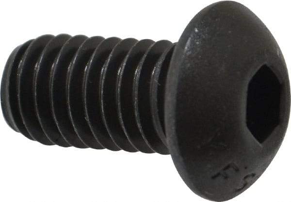 Value Collection - 3/8-16 UNC Hex Socket Drive, Button Screw - Alloy Steel, Black Oxide Finish, Fully Threaded, 3/4" Length Under Head - Industrial Tool & Supply