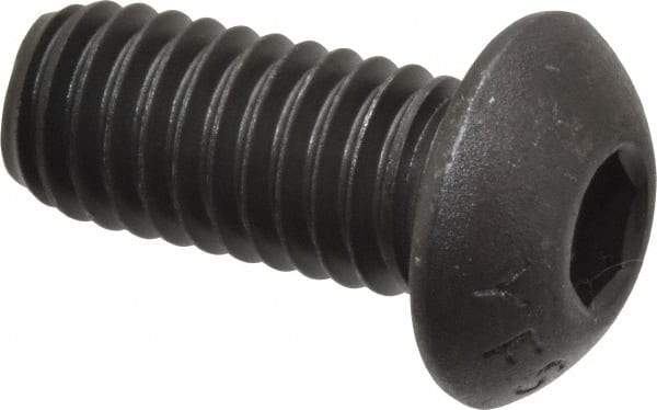 Value Collection - 3/8-16 UNC Hex Socket Drive, Button Screw - Alloy Steel, Black Oxide Finish, Fully Threaded, 7/8" Length Under Head - Industrial Tool & Supply