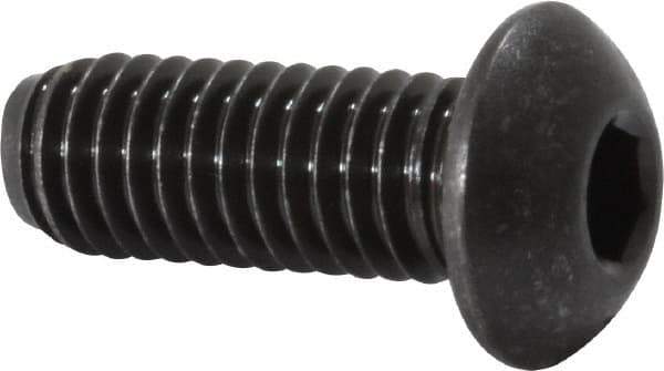 Value Collection - 3/8-16 UNC Hex Socket Drive, Button Screw - Alloy Steel, Black Oxide Finish, Fully Threaded, 1" Length Under Head - Industrial Tool & Supply