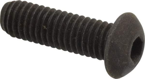 Value Collection - 3/8-16 UNC Hex Socket Drive, Button Screw - Alloy Steel, Black Oxide Finish, Fully Threaded, 1-1/4" Length Under Head - Industrial Tool & Supply