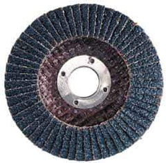 Merit Abrasives - 60 Grit, 7" Disc Diam, 7/8" Center Hole, Type 29 Zirconia Alumina Flap Disc - 8,600 Max RPM, Fiberglass Backing, Arbor Attaching System, Coated - Industrial Tool & Supply