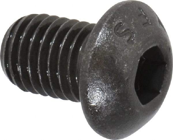 Value Collection - 1/4-28 UNF Hex Socket Drive, Button Screw - Alloy Steel, Black Oxide Finish, Fully Threaded, 3/8" Length Under Head - Industrial Tool & Supply