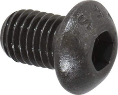Value Collection - 1/4-28 UNF Hex Socket Drive, Button Screw - Alloy Steel, Black Oxide Finish, Fully Threaded, 3/8" Length Under Head - Industrial Tool & Supply