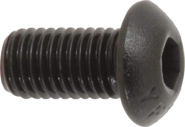 Value Collection - 1/4-28 UNF Hex Socket Drive, Button Screw - Alloy Steel, Black Oxide Finish, Fully Threaded, 1/2" Length Under Head - Industrial Tool & Supply