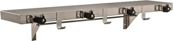 Bradley - Stainless Steel with Rubber Holders, Utility Shelf with Holders - 36" Long, 7 Holders - Industrial Tool & Supply