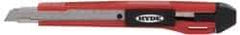 Hyde Tools - Snap Utility Knife - 9mm Blade, Red & Black Polystyrene (High Impact) Handle, 3 Blades Included - Industrial Tool & Supply