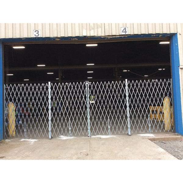 Illinois Engineered Products - 7' High Bi-Parting Folding Gates - Galvanized Steel, Silver - Industrial Tool & Supply