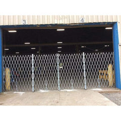 Illinois Engineered Products - 8' High Bi-Parting Folding Gates - Galvanized Steel, Silver - Industrial Tool & Supply