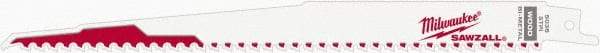 Milwaukee Tool - 9" Long x 3/4" Thick, Steel Reciprocating Saw Blade - Tapered Profile, 6 TPI, Toothed Edge, Universal Shank - Industrial Tool & Supply