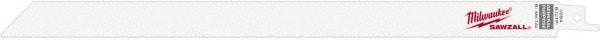 Milwaukee Tool - 12" Long x 3/4" Thick, Steel Reciprocating Saw Blade - Straight Profile, 8 to 12 TPI, Toothed Edge, Universal Shank - Industrial Tool & Supply