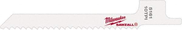 Milwaukee Tool - 3-5/8" Long x 5/16" Thick, Steel Reciprocating Saw Blade - Scroll Profile, 10 TPI, Toothed Edge, Universal Shank - Industrial Tool & Supply