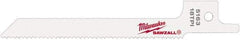 Milwaukee Tool - 3-5/8" Long x 5/16" Thick, Steel Reciprocating Saw Blade - Scroll Profile, 18 TPI, Toothed Edge, Universal Shank - Industrial Tool & Supply