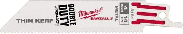 Milwaukee Tool - 4" Long x 3/4" Thick, Steel Reciprocating Saw Blade - Straight Profile, 14 TPI, Toothed Edge, Universal Shank - Industrial Tool & Supply