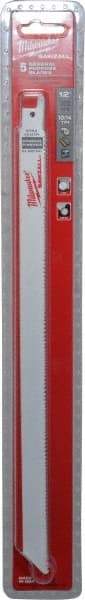 Milwaukee Tool - 12" Long x 5/8" Thick, Steel Reciprocating Saw Blade - Straight Profile, 10 to 14 TPI, Toothed Edge, Universal Shank - Industrial Tool & Supply