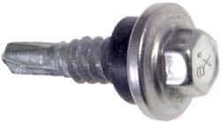 Buildex - 1/4", Hex Washer Head, Hex Drive, 1-1/8" Length Under Head, #1 Point, Self Drilling Screw - Stainless Steel Head, Steel Body - Industrial Tool & Supply