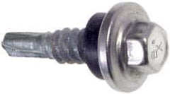 Buildex - #12-24, Hex Washer Head, Hex Drive, 2" Length Under Head, #5 Point, Self Drilling Screw - Stainless Steel Head, Steel Body - Industrial Tool & Supply