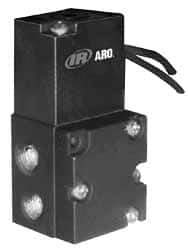 ARO/Ingersoll-Rand - 1/8", 4-Way Stacking Solenoid Valve with Speed Control - 12 VDC, 0.2 CV Rate, 2.4" High - Industrial Tool & Supply