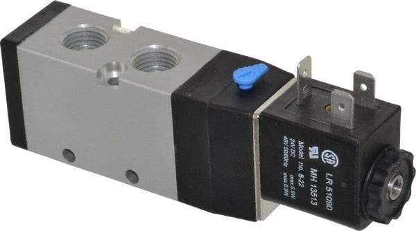 ARO/Ingersoll-Rand - 1/4", 4-Way 2-Position Maxair Stacking Solenoid Valve - 24 VDC, 0.7 CV Rate, 1.37" High - Industrial Tool & Supply