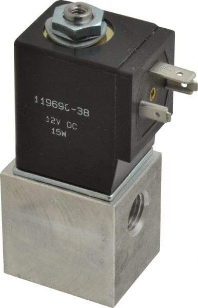 ARO/Ingersoll-Rand - 1/4", CAT Series 3-Way 2-Position Body Ported Stacking Solenoid Valve - 12 VDC, 0.2 CV Rate, 3-1/2" High - Industrial Tool & Supply