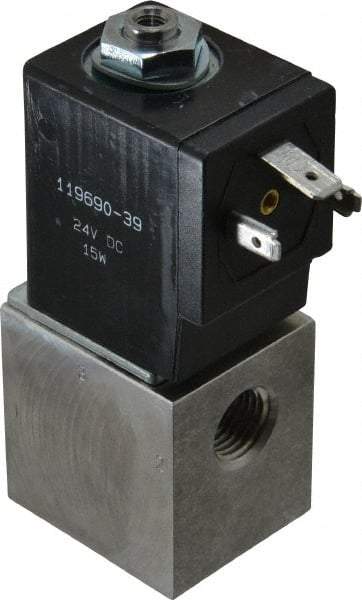 ARO/Ingersoll-Rand - 1/4", CAT Series 3-Way 2-Position Body Ported Stacking Solenoid Valve - 24 VDC, 0.2 CV Rate, 3-1/2" High - Industrial Tool & Supply