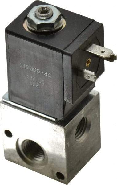 ARO/Ingersoll-Rand - 1/4", CAT Series 3-Way 2-Position Stacking Solenoid Valve - 12 VDC, 0.2 CV Rate, 3-1/2" High - Industrial Tool & Supply