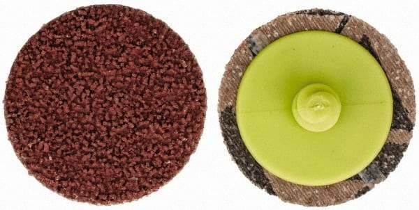 Made in USA - 1-1/2" Disc Diam, 240 Grit, Aluminum Oxide Quick Change Disc - Type R Attaching System, Coated, Brown, Very Fine Grade - Industrial Tool & Supply