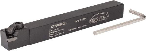 Hertel - CTAP, Right Hand Cut, 3° Lead Angle, 1/2" Shank Height x 1/2" Shank Width, Positive Rake Indexable Turning Toolholder - 4-1/2" OAL, TP..22 Insert Compatibility, Series Clamp Type - Industrial Tool & Supply