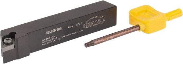 Hertel - SDJC, Right Hand Cut, 3° Lead Angle, 5/8" Shank Height x 5/8" Shank Width, Neutral Rake Indexable Turning Toolholder - 4" OAL, DC..32.5. Insert Compatibility, Series Screw-Type - Industrial Tool & Supply