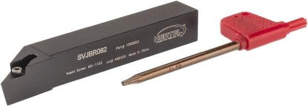 Hertel - SVJB, Right Hand Cut, 3° Lead Angle, 1/2" Shank Height x 1/2" Shank Width, Neutral Rake Indexable Turning Toolholder - 3-1/2" OAL, VB..22. Insert Compatibility, Series Screw-Type - Industrial Tool & Supply