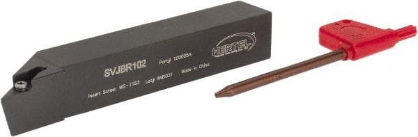Hertel - SVJB, Right Hand Cut, 3° Lead Angle, 5/8" Shank Height x 5/8" Shank Width, Neutral Rake Indexable Turning Toolholder - 4" OAL, VB..22. Insert Compatibility, Series Screw-Type - Industrial Tool & Supply