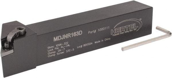 Hertel - MDJN, Right Hand Cut, 3° Lead Angle, 1" Shank Height x 1" Shank Width, Negative Rake Indexable Turning Toolholder - 6" OAL, DN..33. Insert Compatibility, Series Multi-Option - Industrial Tool & Supply