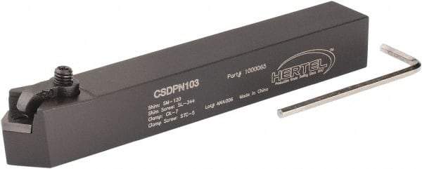 Hertel - CSDP, Neutral Cut, 0° Lead Angle, 5/8" Shank Height x 5/8" Shank Width, Positive Rake Indexable Turning Toolholder - 4-1/2" OAL, SP..32. Insert Compatibility, Series Clamp Type - Industrial Tool & Supply