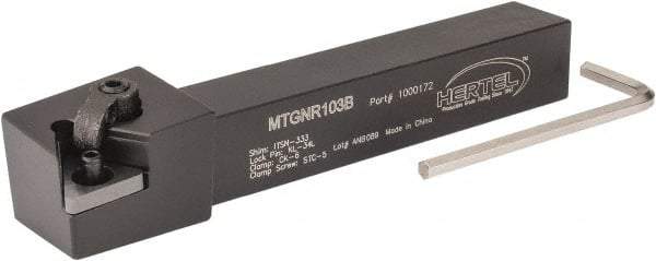 Hertel - MTGN, Right Hand Cut, 3° Lead Angle, 5/8" Shank Height x 5/8" Shank Width, Negative Rake Indexable Turning Toolholder - 4-1/2" OAL, TN..33. Insert Compatibility, Series Multi-Option - Industrial Tool & Supply