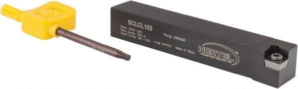Hertel - SCLC, Left Hand Cut, 5° Lead Angle, 5/8" Shank Height x 5/8" Shank Width, Neutral Rake Indexable Turning Toolholder - 4" OAL, CC..32.5. Insert Compatibility, Series Screw-Type - Industrial Tool & Supply