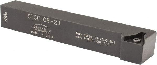 Hertel - STGC, Left Hand Cut, 3° Lead Angle, 1/2" Shank Height x 1/2" Shank Width, Neutral Rake Indexable Turning Toolholder - 3-1/2" OAL, TC..21.5. Insert Compatibility, Series Screw-Type - Industrial Tool & Supply