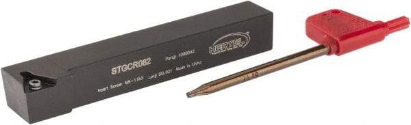 Hertel - STGC, Right Hand Cut, 3° Lead Angle, 1/2" Shank Height x 1/2" Shank Width, Neutral Rake Indexable Turning Toolholder - 3-1/2" OAL, TC..21.5. Insert Compatibility, Series Screw-Type - Industrial Tool & Supply