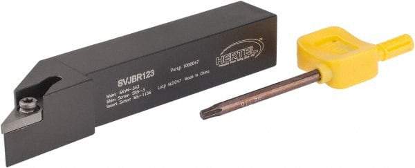 Hertel - SVJB, Right Hand Cut, 3° Lead Angle, 3/4" Shank Height x 3/4" Shank Width, Neutral Rake Indexable Turning Toolholder - 4-1/2" OAL, VB..33. Insert Compatibility, Series Screw-Type - Industrial Tool & Supply